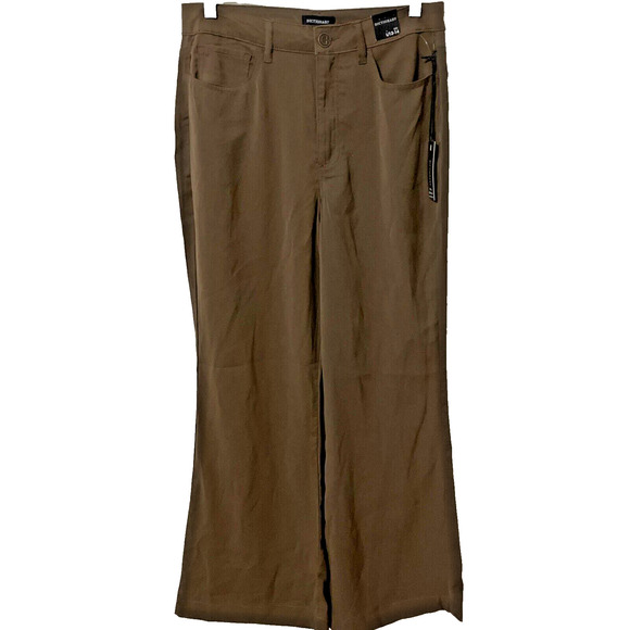 Women's Large 12/14 Brown Flared Leg Pants w Pockets Sz L 12-14 Pockets - Picture 1 of 9